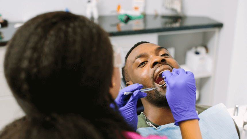 man receiving dental work